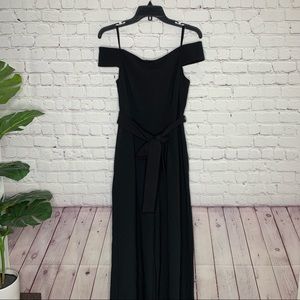 Eliza J Womens Black Off the Shoulder Jumpsuit Tie-Waist Size 6